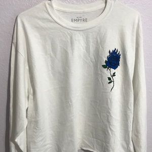 Empyre white shirt with blue roses